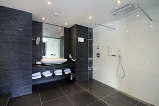 Business Suite | Bathroom | Shower, free toiletries, hair dryer, towels
