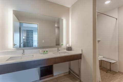 Suite, 1 Bedroom, Accessible (Roll-In Shower) | Bathroom | Free toiletries, hair dryer, towels, soap