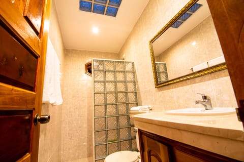Romantic Triple Room, 1 Bedroom, Mountain View | Bathroom | Shower, rainfall showerhead, free toiletries, hair dryer