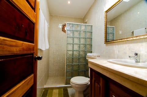 Romantic Triple Room, 1 Bedroom, Mountain View | Bathroom | Shower, rainfall showerhead, free toiletries, hair dryer