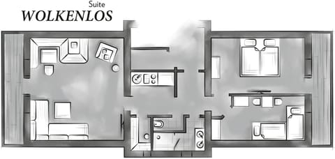 Suite, 2 Bedrooms, Balcony ("Wolkenlos" (incl. cleaning fee)) | Floor plan