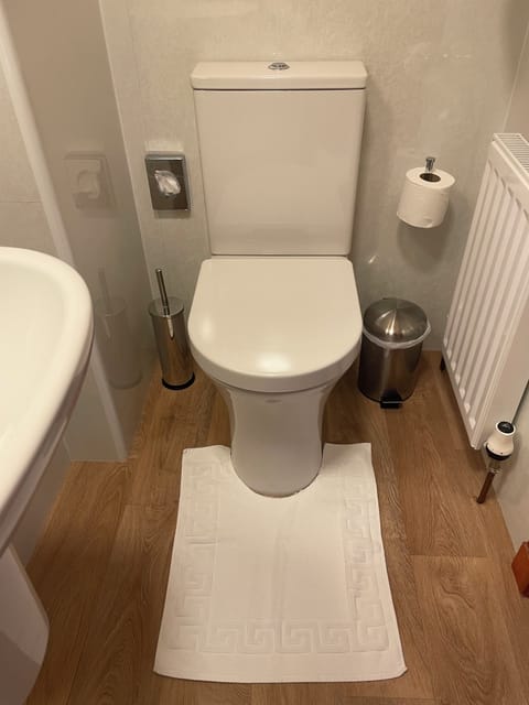 Shower, towels, soap, shampoo