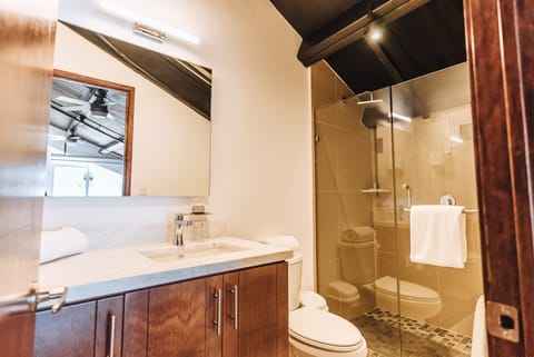Deluxe Suite, 1 Bedroom, Terrace, City View | Bathroom | Shower, hair dryer, towels, soap