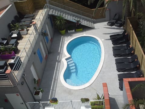 Outdoor pool, sun loungers