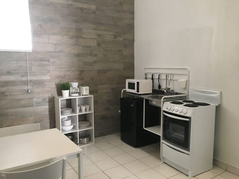 Apartment, 1 Bedroom | Private kitchen | Fridge, microwave, oven, stovetop