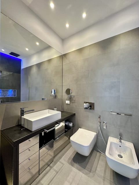 Deluxe Room | Bathroom | Shower, rainfall showerhead, hair dryer, bidet