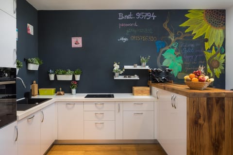 Full equipment kitchen with big fridge