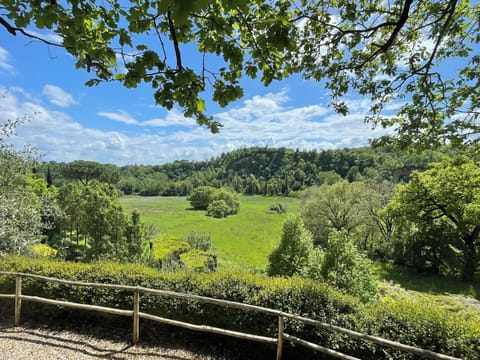 View of field from basaltina table in front of house