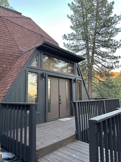 We painted it black! Beautiful new front doors and exterior paint