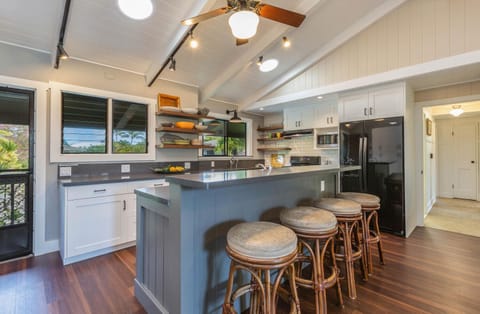 Breakfast bar to remodeled kitchen.