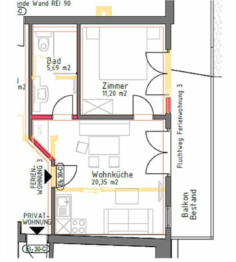 Comfort Apartment, 1 Queen Bed, Non Smoking | Floor plan