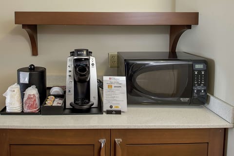 Fridge, microwave, coffee/tea maker