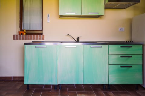 Standard Apartment | Private kitchen | Fridge, stovetop, cookware/dishes/utensils, freezer