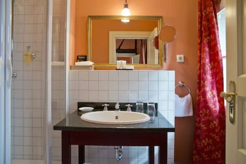 Double Room, Ground Floor (Zinnenhaus) | Bathroom | Shower, hair dryer, towels, soap