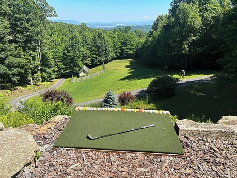 Hit a few golf balls on our private "driving range."