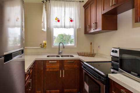 City Apartment, 2 Bedrooms | Private kitchen | Full-size fridge, microwave, oven, stovetop