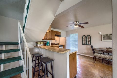 Stairs in the cottage lead to the loft.