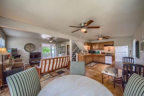 Dining room and kitchen.