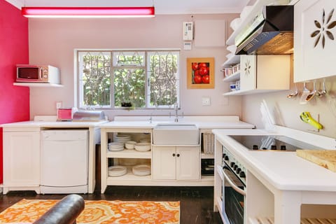 The open kitchen has everything on display - no early morning door banging!