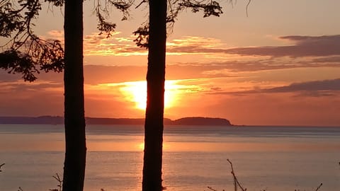 View of sunset from back deck