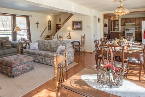 Family room is warm and inviting with room to relax, visit with friends-n-family