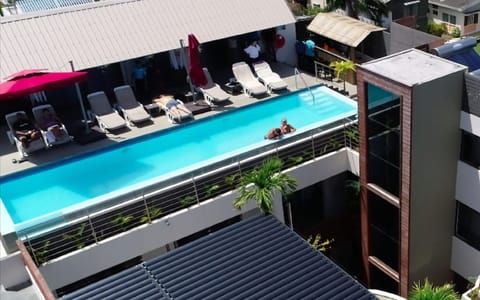 Outdoor pool, pool umbrellas