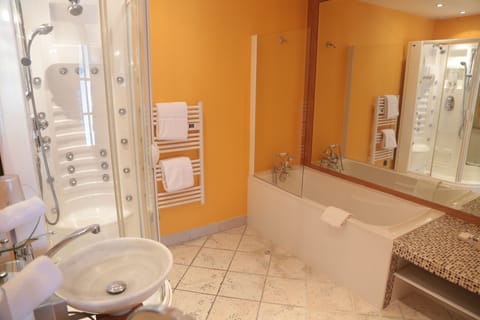 Superior Double Room | Bathroom | Separate tub and shower, jetted tub, free toiletries, bathrobes