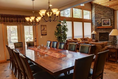 Custom Dining Table seats 14 comfortably--seating for 4 at the kitchen island