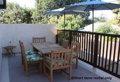 Large balcony of short term rental property.