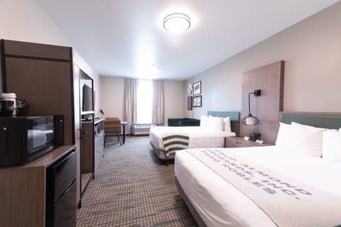2 Queen Suite Roll-In Shower | Premium bedding, in-room safe, desk, iron/ironing board