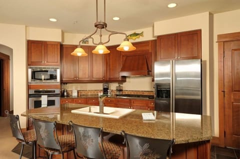 The open-plan layout of the condo is great for entertaining