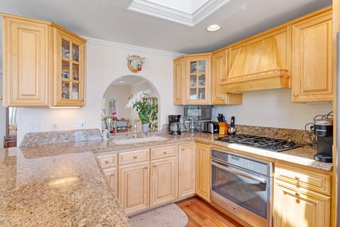 Full-service kitchen has a drip coffee maker and Keurig.  Bring pods.