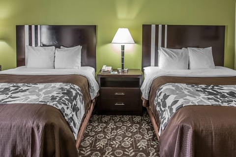 Pillowtop beds, desk, laptop workspace, iron/ironing board