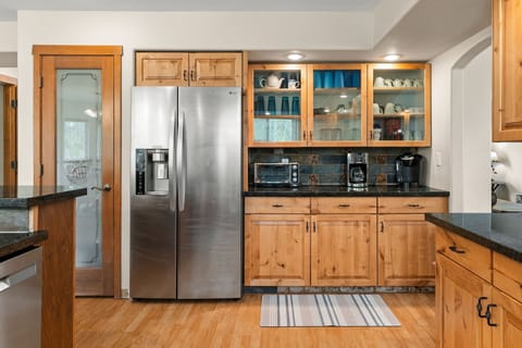 Coffee bar in kitchen.