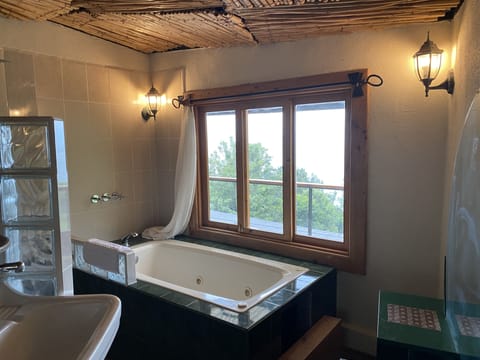 Luxury Lake view Yurt with King size bed/ queen and single (Jaguar) | Bathroom | Separate tub and shower, hair dryer, bathrobes, towels