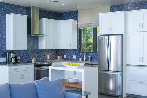 Panoramic Villa, 2 Bedrooms, Kitchen, Ocean View (Orchid) | Private kitchen | Full-size fridge, microwave, oven, stovetop