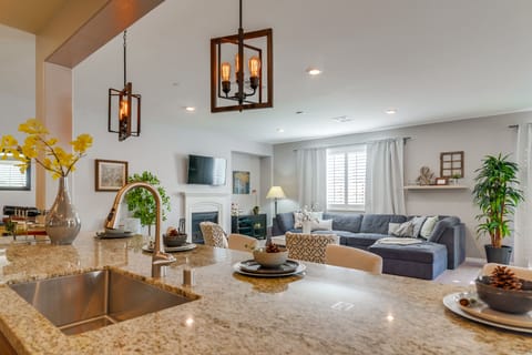 Open space between kitchen and living area