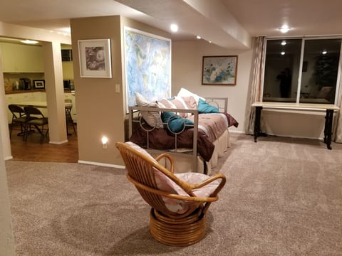 Living area leading into the kitchen