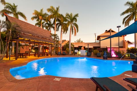 Outdoor pool, sun loungers