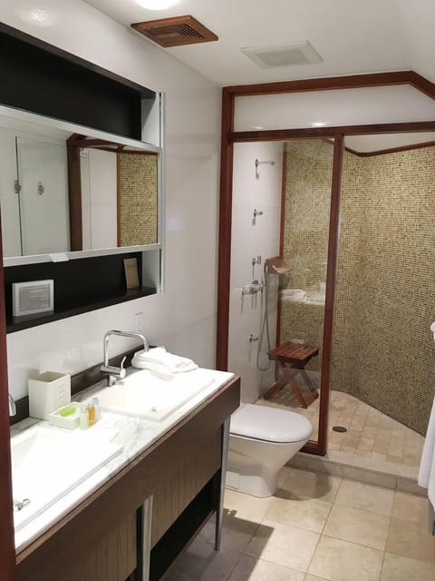 Master Guest Room | Bathroom | Free toiletries, hair dryer, bathrobes, towels