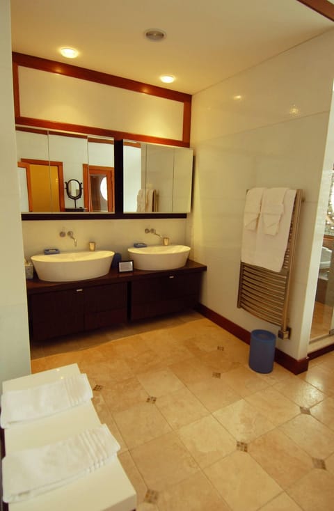 Master Spa Suite | Bathroom | Free toiletries, hair dryer, bathrobes, towels