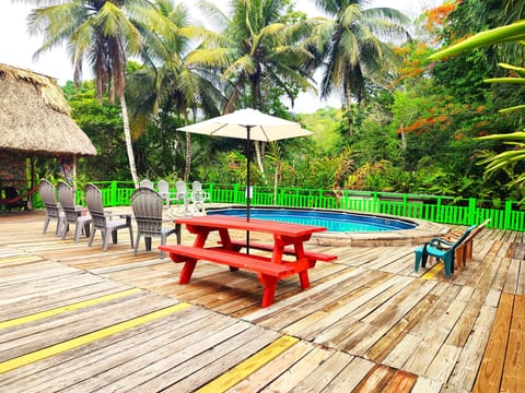 Outdoor pool, sun loungers