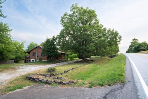 Front view of house, entering driveway