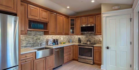 Each kitchen has a Kuerig coffee maker...