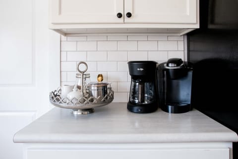 Coffee station complete with local, ground coffee, creamer and sugars