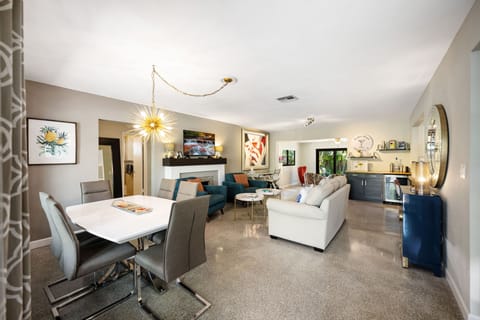 View into living room space from the front door