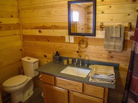 Comfort Cabin, 1 Queen Bed, Accessible, Non Smoking | Bathroom | Combined shower/tub, towels