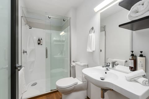 Standard Studio | Bathroom | Hair dryer, towels, soap, shampoo