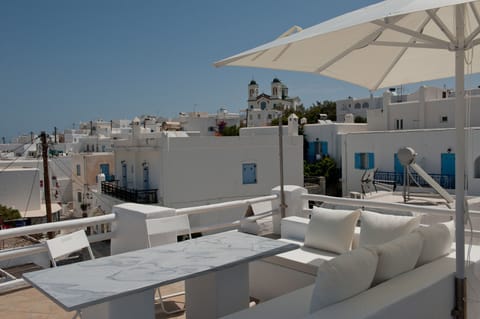 The view of the village under the umbrella