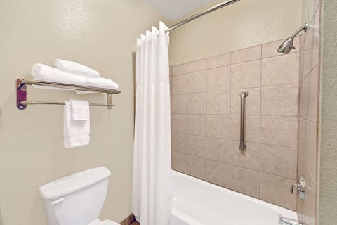 Suite, 1 King Bed, Accessible, Non Smoking (Mobility,Hearing,Roll-In Shower) | Bathroom | Combined shower/tub, free toiletries, hair dryer, towels